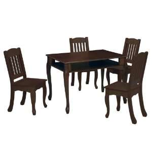 Windsor Rectangular Table and Chair Set in Espresso Finish Natural 