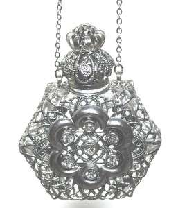 Czech Perfume Oil Holy Water Bottle Pendant Necklace holder   ships 