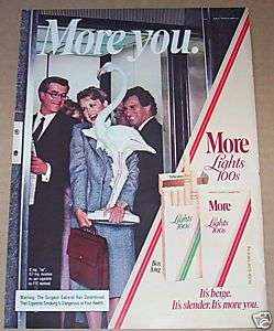 1982 More cigarette Cigarettes lady elevator 1 PAGE AD  