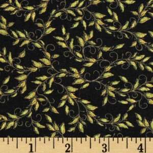  44 Wide Rise N Shine Vines Black/Green Fabric By The 