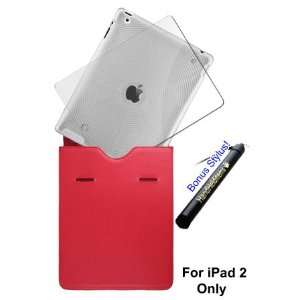  HHi iPad 2 Combo Pack   Letter Style Leather Sleeve (Red 