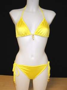 NWT MILLY NY Yellow Biarritz String Bikini Set L $174  