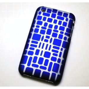 New Blue Mosaic Laser Cut Rear Only Apple Iphone 3g 3gs Snap on Cell 