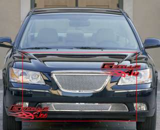 09 10 Fits Hyundai Sonata Stainless Mesh Grille Combo  