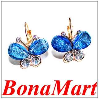   Crystal Butterfly Rhinestone hoop stud earrings for girl AAA  