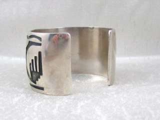 Heavy Old Pawn Hopi Sterling Overlay Cuff 104 Grams Long Hair Kachina 
