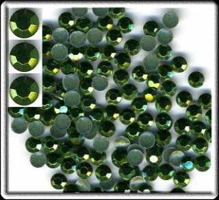 RHINESTUDS Faceted 2mm DK GREEN Hot Fix Iron on 144 PC  