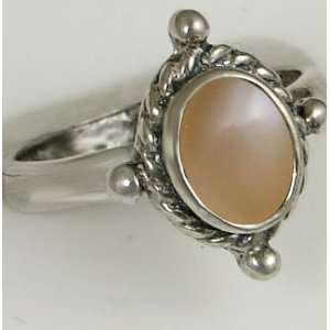   Sterling Silver Ring Featuring a Lovely Peach Moonstone Gemstone