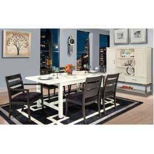   Dining Set in Moonbeam White and Black Crystal Furniture & Decor