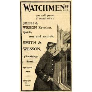  1899 Ad Smith & Wesson Logo Revolver Shotgun Watchmen 