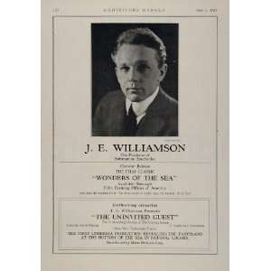  1923 Ad J. E. Williamson Wonders of the Sea Silent Film 