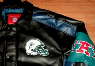 Miami Dolphins Leather Like Jacket Large Coat Black NFL  