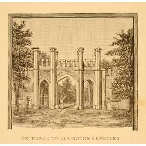   Lexington Kentucky Cemetery Gate Entrance   Original Woodcut Home