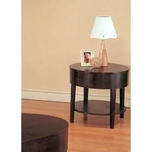  Modern Style Round Cocktail End Table With Bottom Storage 