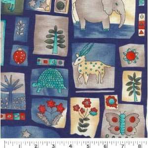    Wide FLORA & FAUNA BLOCK Fabric By The Yard Arts, Crafts & Sewing