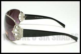   Shield Fashion Sunglasses Crown Design Metal Rim GOLD Brown  