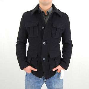 NEW Men KENNETH COLE New York Military Sz M L XL $250 Black Wool Coat 