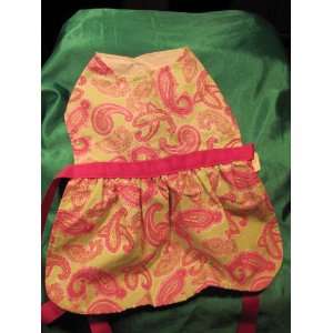  Paisley Dog Dress with Hot Pink Ribbon Ties LARGE 