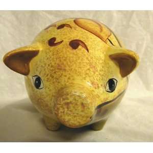   Ceramic Fruits & Leaves Pattern Piggy Bank w/Stopper 