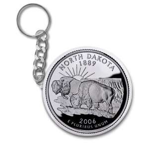 NORTH DAKOTA State Quarter Mint Image 2.25 inch Button Style Key Chain