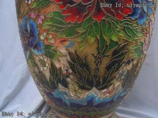 20China cloisonne copper carved tree peony Vases  
