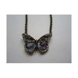  Rhinestone edged Milti Colored Butterfly Sweater Necklace 