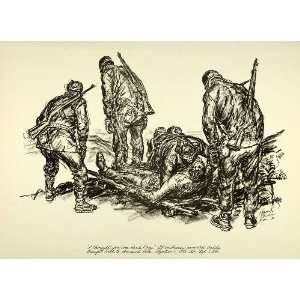   Military Stretcher Art   Original Halftone Print