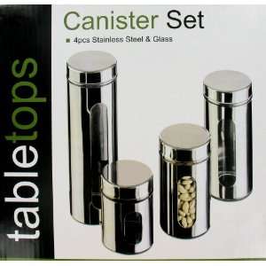 Kitchen Stainless Steel and Glass Canister Set 