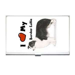  I Love My Border Collie Business Card Holder Case Office 
