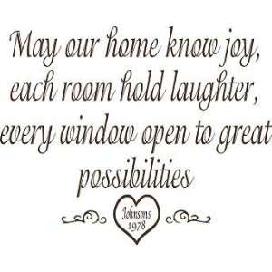 May Our Home Know Joy PERSONALIZED Wall Quotes, Wall Quote, Wall Words 