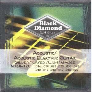  Black Diamond Acoustic 12 String Guitar Silverplated Wound 