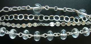 Clear Quartz and .925 Sterling Silver Chain 4 Strand Toggle Bracelet 7 