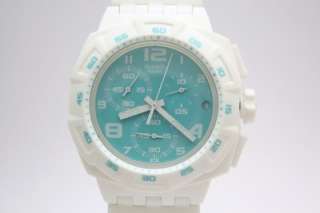 New Swatch Ocean Purity Chronograph White Band Date Watch 45mm SUIW403 