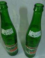 Vintage Yahoo Mt. Mountain Dew Green Glass Soda Pop Bottle 16 oz Two 