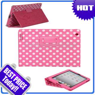 New Polka Dots Cute Leather Case Cover With Stand for Apple iPad 2 