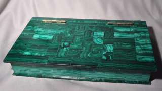 Malachite mosaic box has been made with numerous rich green Malachite 