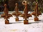 Wrougth Cast Iron Metal Jester Finial Set/4 Home Garden Fence Bed 
