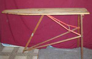 Antique Plymouth Wood Top Ironing Board Metal Frame  