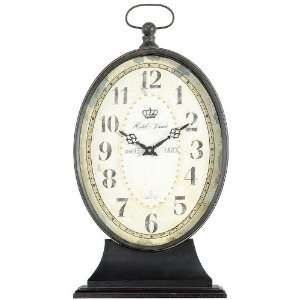  Paris 1823 Antiqued Mantel Clock   12.38x3.88x22h, Black 