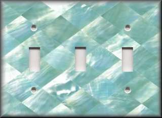 Light Switch Plate Cover   Image Of Mother Of Pearl Shell   Seafoam 