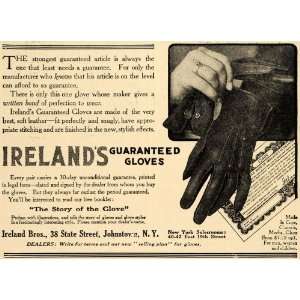   Ad Ireland Bros. Guaranteed Gloves Accessories   Original Print Ad