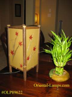 Handmade Shoji Japanese Asian Oriental Bamboo, Maple leaf Table Lamp 