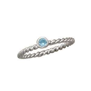  Stackable March Birthstone Ring Rhodium on Sterling Silver 