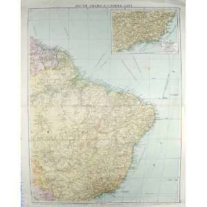  BACON MAP 1894 SOUTH AMERICA RIO DE JANEIRO BRAZIL