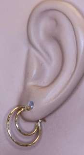 10k yellow gold double hoop earrings .5g vintage estate antique  