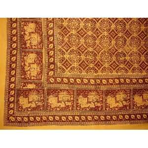 Mansingh Block Print Tapestry Bedspread Saffron Twin 