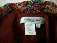 COLDWATER CREEK Red Paisley Floral Corduroy Jacket sz L  