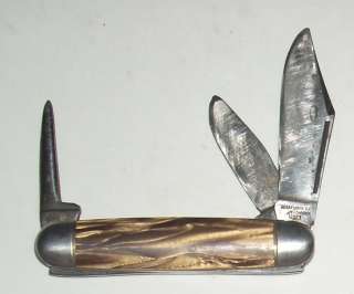 VINTAGE HAMMER BRAND THREE BLADE CATTLE KNIFE  
