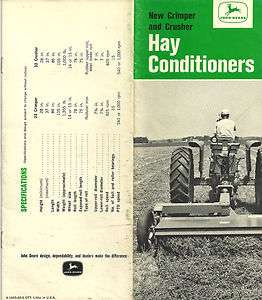 1965 John Deere Hay Conditioner Brochure 22 Crimper 32 Crusher  