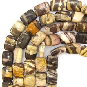  13x18mm brown zebra jasper rectangle beads 16 strand 